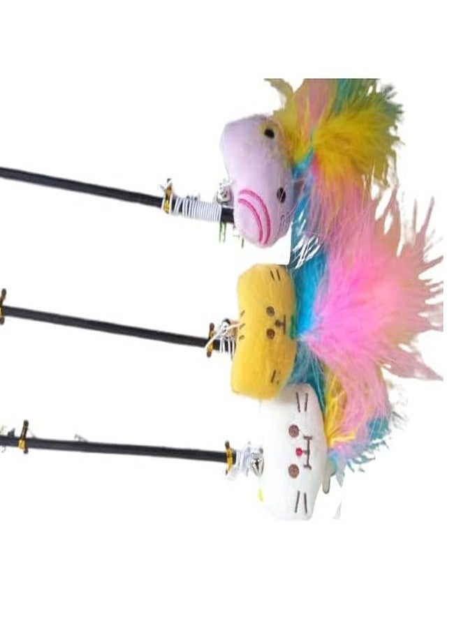 Smart Pups Cat Retractable Bell Teaser Wand Toy, Interactive Natural Feather Cat Kitten Toy - Image 3